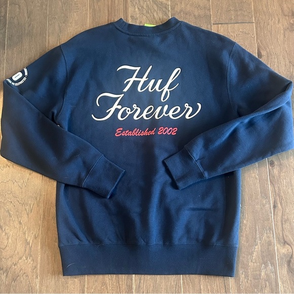 HUF Forever Crewneck Medium Blue Mens - Picture 7 of 8